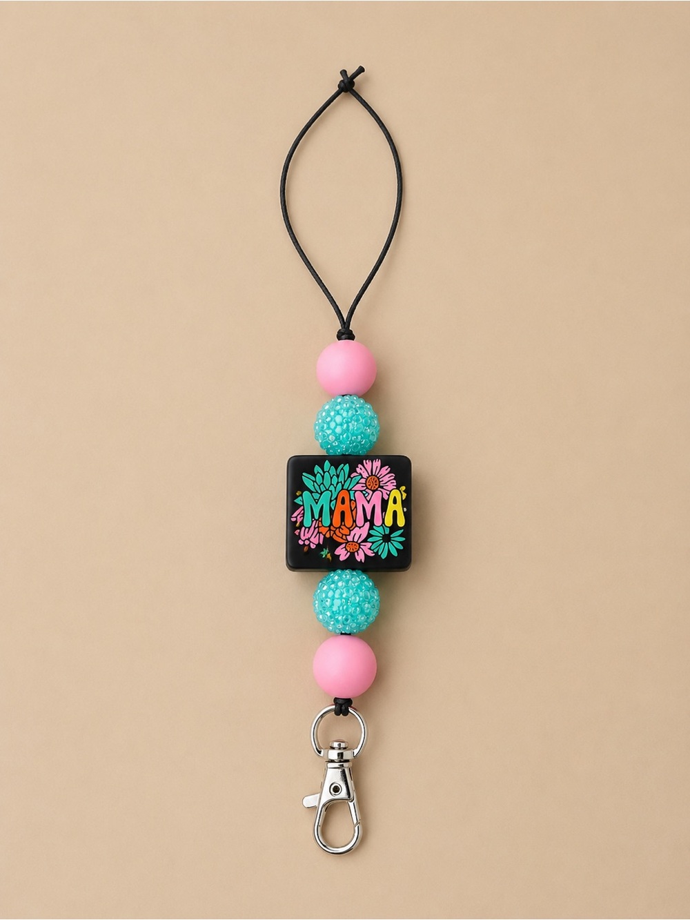 Mama Beaded Pink & Teal Car Freshie Hanger